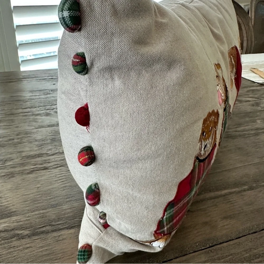 Pier 1 One Rectangular Christmas Dogs‎ Pillow Home Decor Holiday Embroidered